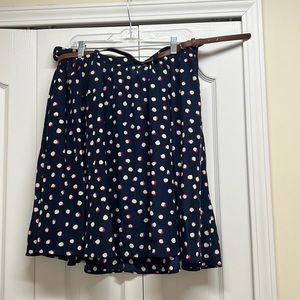 Xhilaration navy blue polka dots skirt with belt belt size xl